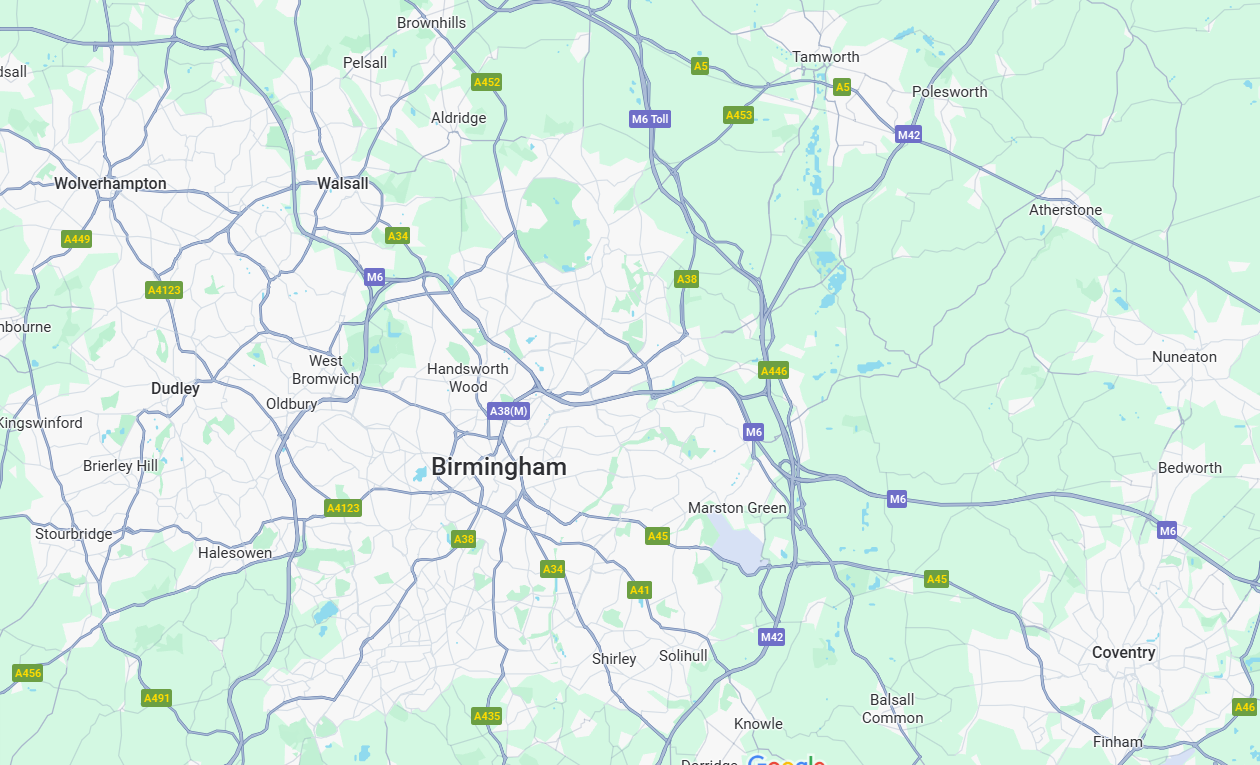 case study West Midlands map