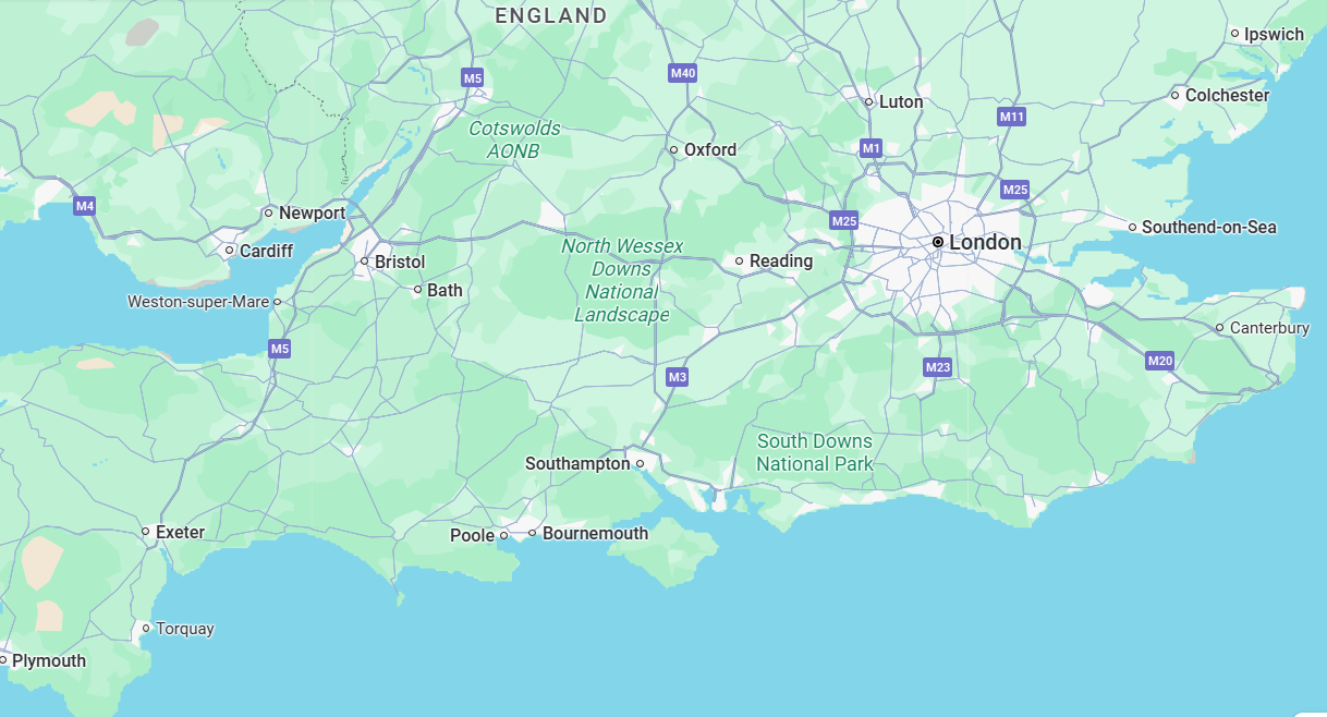 case study South of England map