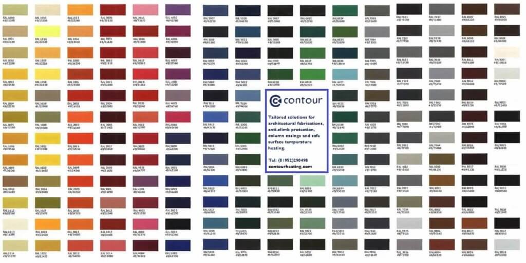 RAL Chart For Radiator Covers | Contour Heating | Shifnal, West Midlands
