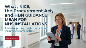 Woman in ward with tablet as if checking off regulations