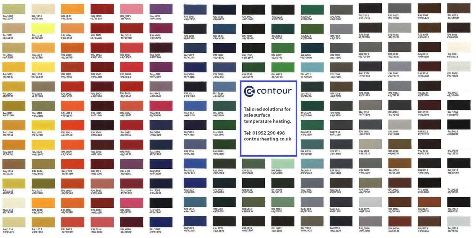 RAL colour chart for Contours radiators updated