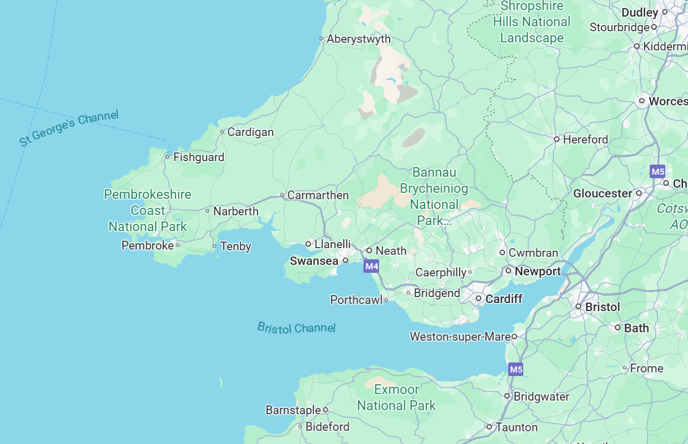 case study South Wales map