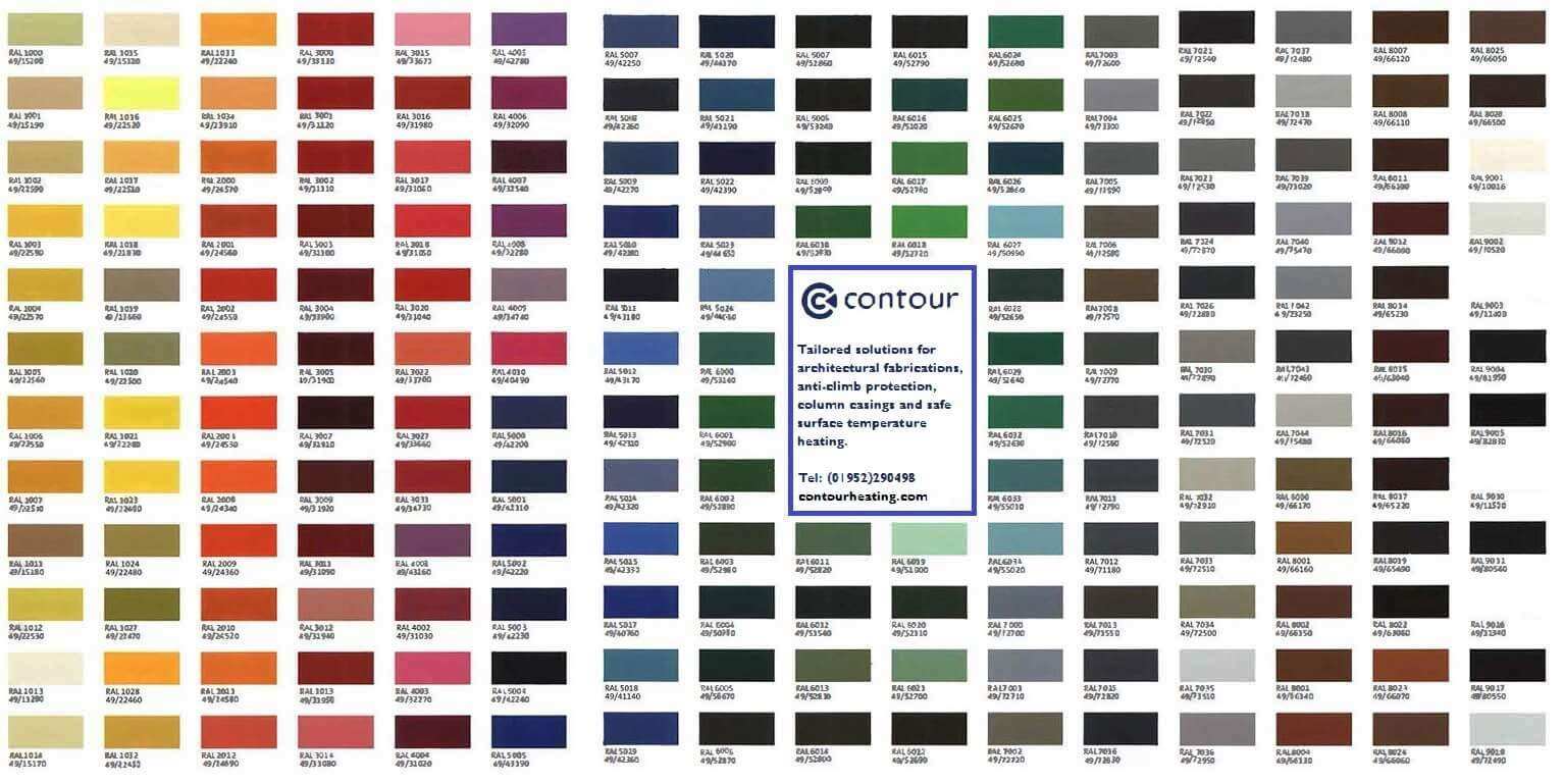 radiator cover colour chart