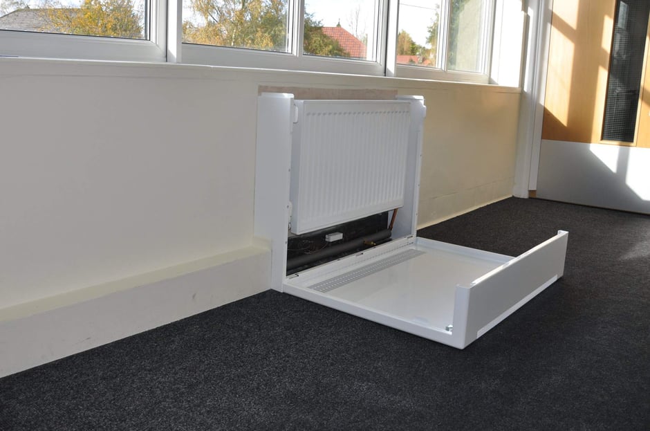 lst-radiator-in-a-school-corridor-with-its-front-dropped-down-for-cleaning