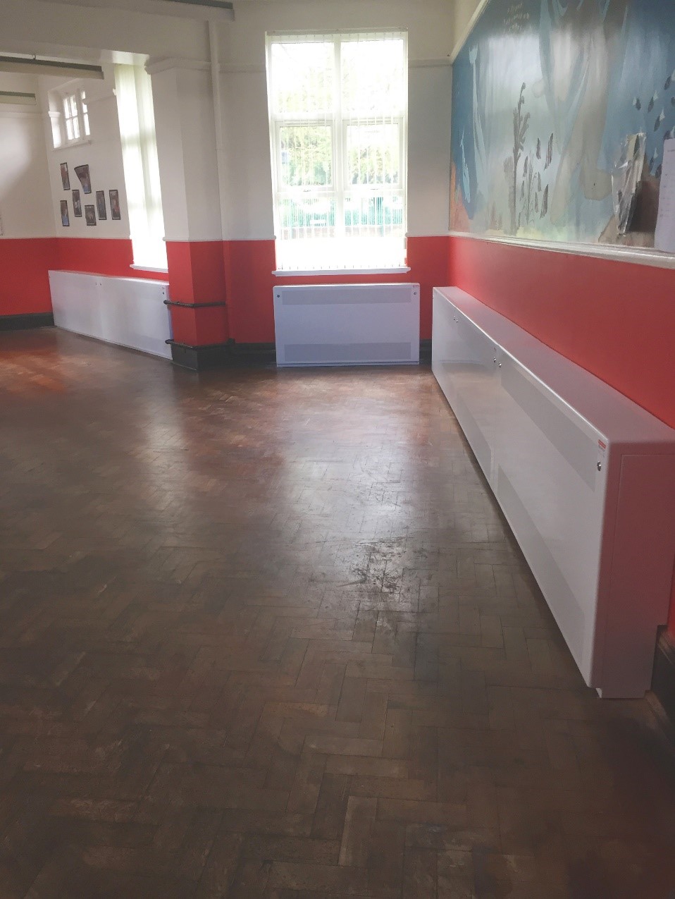 lst radiators in a sports hall